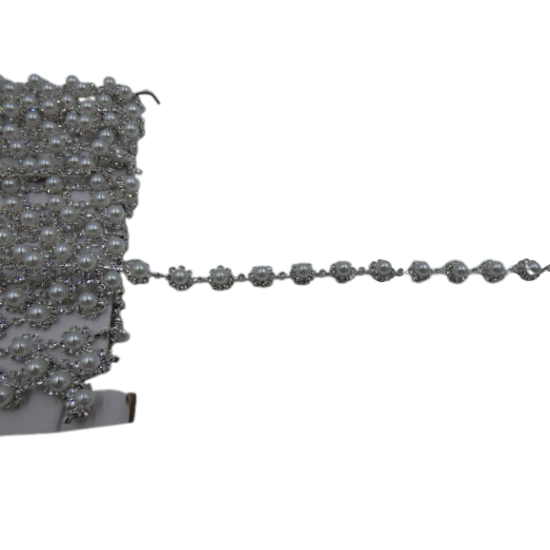 Τρέσα σχέδιο μαργαρίτα με πέρλα και περιμετρικά στρας 0,5 cm ()