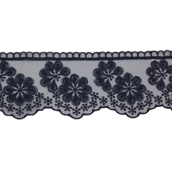 Γαλλική δαντέλα σαντιγί σκούρη μπλέ 6,50 cm ()