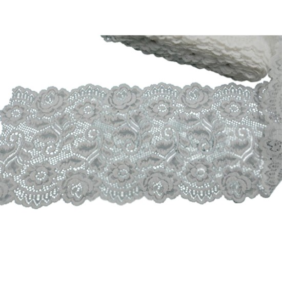 Ελαστική δαντέλα λευκή 14 cm  ()