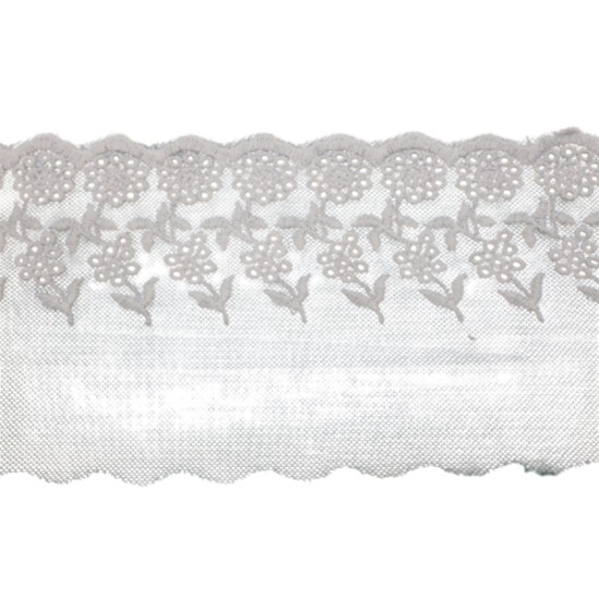 Δαντέλα γαλλική σαντιγί λευκή 13 cm  ()