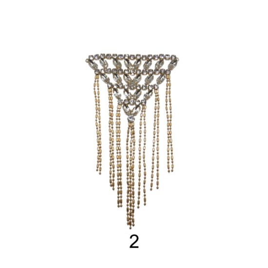 Εντυπωσιακό μοτιφ στρας μεταλλικό σε σχήμα τρίγωνο 2 χρώματα βάσης  (96415)