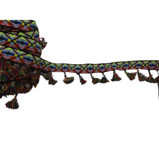 Βαμβακερό πολύχρωμο κρόσσι boho 5,5 cm ()