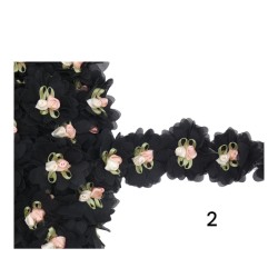 Τρέσα με τούλι και λουλουδάκια σε 2 χρώματα 6cm 