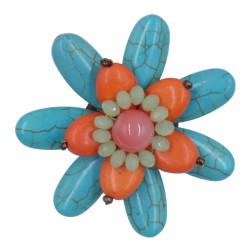 Καρφίτσα εντυπωσιακή από χρωματιστές πέτρες σχήμα λουλούδι