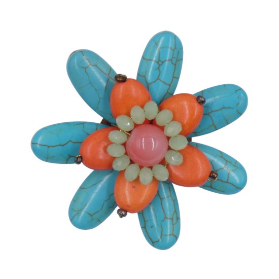 Καρφίτσα εντυπωσιακή από χρωματιστές πέτρες σχήμα λουλούδι ()