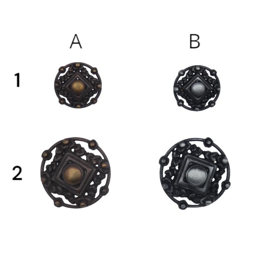 Κουμπί μεταλλικό με λεπτομέρεια ασημί και μπρονζέ ()