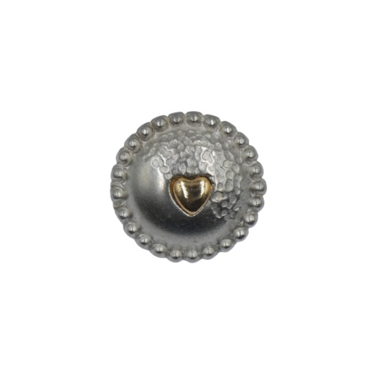 Κουμπί ασημί μεταλλικό με σχέδιο καρδιά ()