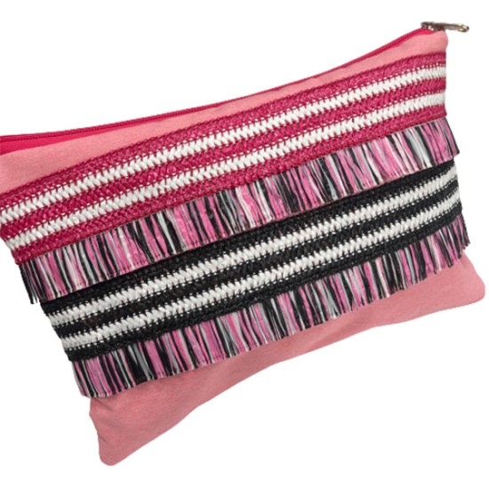 Τσαντάκι boho με τρίχρωμο κρόσσι () Τσαντάκι boho με τρίχρωμο κρόσσι ()