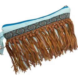 Τσαντάκι σιελ με boho τρέσα και κρόσσι