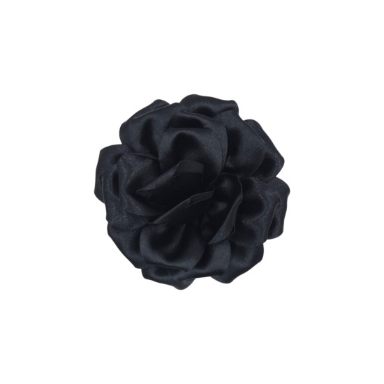 Μπουτονιέρα σατέν σε σχήμα λουλουδιού 3D μαύρη 15cm ()