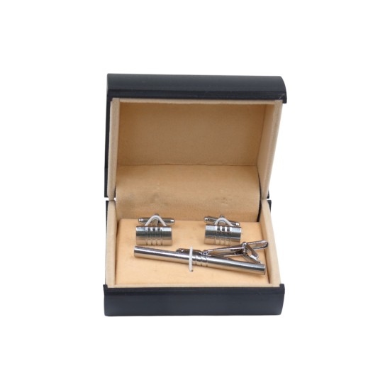 Σετ μασίφ μανικετόκουμπα και κλιπ για γραβάτα ()