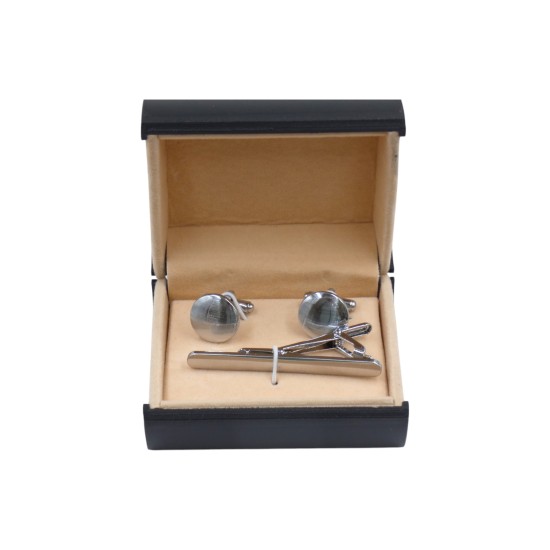 Σετ μασίφ μανικετόκουμπα και κλιπ για γραβάτα ()