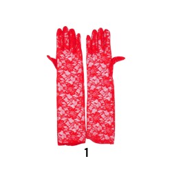 Γάντι με δαντέλα μέχρι τον αγκώνα σε Κόκκινο και μαύρο