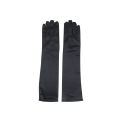 Γάντι με σατέν υφή μέχρι τον αγκώνα μαύρο