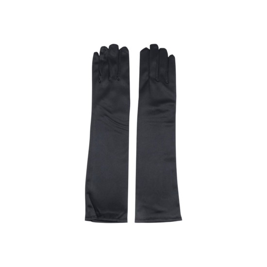 Γάντι με σατέν υφή μέχρι τον αγκώνα μαύρο ()