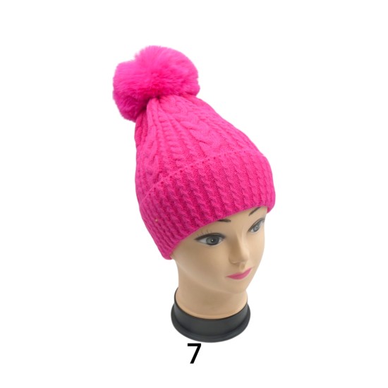 Σκουφάκια μάλλινα με φούντα 3 χρώματα (110948)