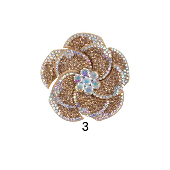 Μοτίφ λουλούδι με πέτρες στρας 6cm 3 χρώματα (105652)