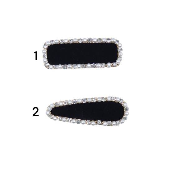 Κλιπς μαλλιών με στρας και πέρλα ()