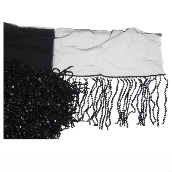 Εντυπωσιακό κρόσσι μαύρο με παγιέτες 30 cm ()