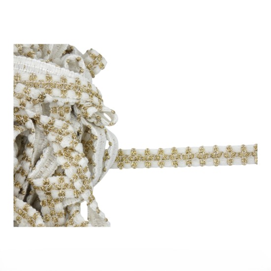 Τρέσα λευκή με χρυσοκλωστή 1.5cm ()