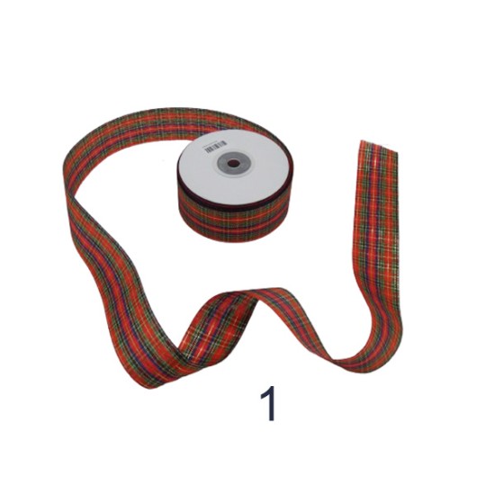 Χριστουγεννιάτικη κορδέλα καρό σε 2 χρώματα 4cm ()