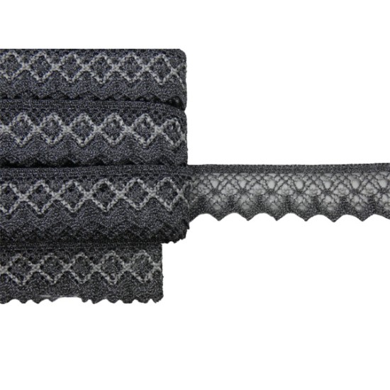 Δαντέλα ασημί δίχρωμη  2.5cm ()