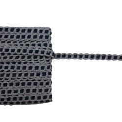 Δαντέλα δίχρωμη ασημί με μπλε ραφ 1 cm
