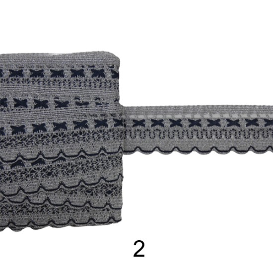 Ασημί με χρώμα δαντελες  3cm (102938)