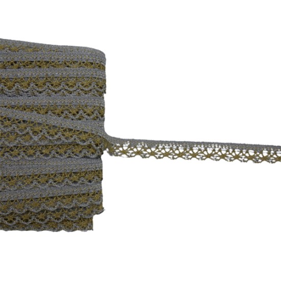 Δαντέλα δίχρωμη ασημί-χρυσό 1,5cm ()