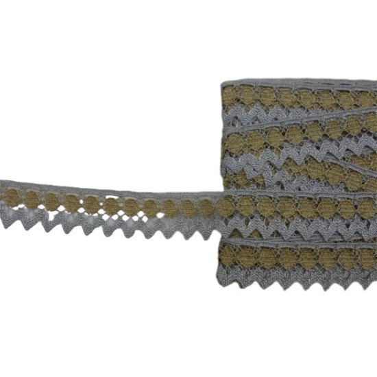 Δαντέλα κεντήματος ασημί με χρυσό 3cm ()