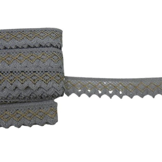 Δαντέλα δίχρωμη ασημί-χρυσό 2.5cm ()