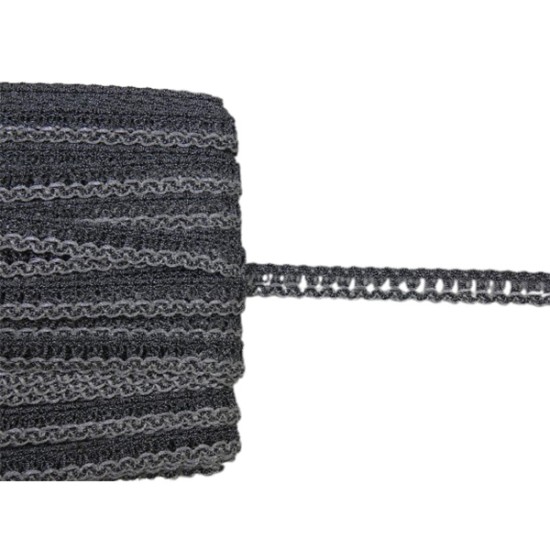Δαντέλα ασημί με ανθρακί 1,3 cm ()