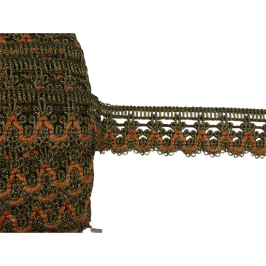 Δαντέλα χρυσή με ροζ 3 cm ()