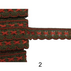 Δαντέλα χρυσή με χρωματιστή κλωστή σε 5 χρώματα 3cm