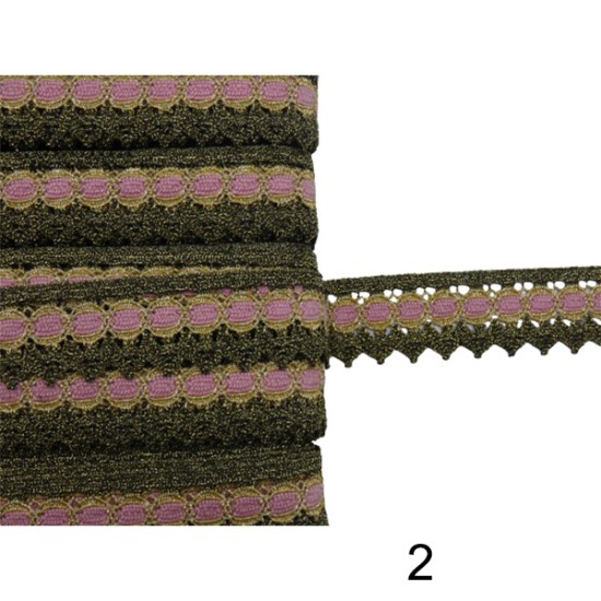 Χρυσή δαντέλα με μύτες 2,5cm σε 4 χρώματα (102922)