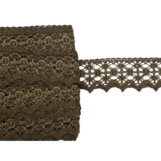 Δαντέλα σκούρο χρυσό με χρυσό 4cm  ()