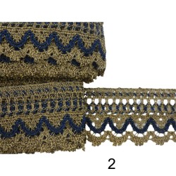 Δαντέλα δίχρωμη χρυσή με λεπτομέρεια χρώμα 4cm