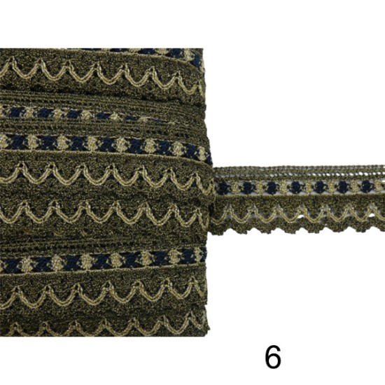 Δίχρωμη χρυσή δαντέλα 3cm σε 7 χρώματα (102931)