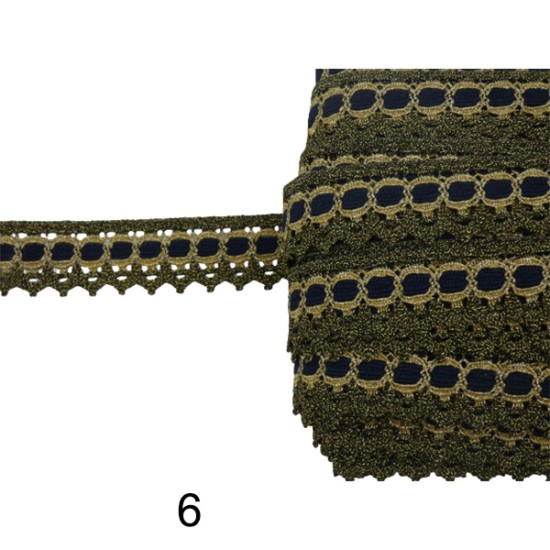 Χρυσή δαντέλα με μύτες 2,5cm σε 4 χρώματα (102926)