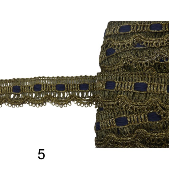 Δαντέλα χρυσή με λεπτομέρεια χρώμα 2.5cm σε 5 χρώματα  (104354)