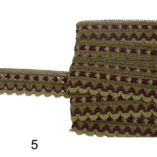 Δίχρωμη χρυσή δαντέλα 3cm σε 7 χρώματα (102930)