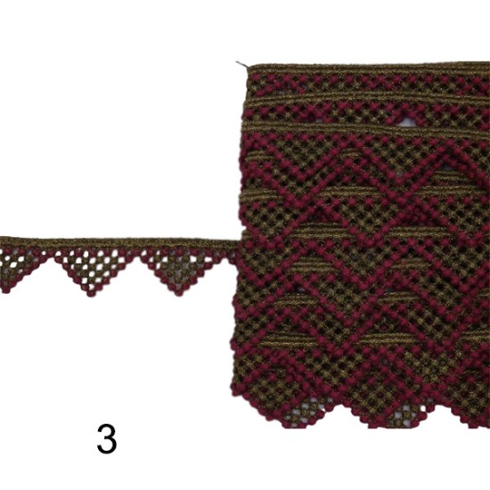 Δαντέλα δίχρωμη χρυσή σε 3 χρώματα 2.5 cm (112057)