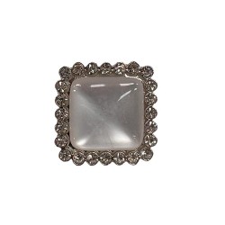 Τετράγωνο κουμπί στρας με πέρλα 2cm 