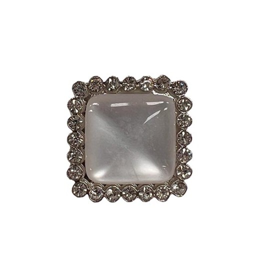 Τετράγωνο κουμπί στρας με πέρλα 2cm  ()