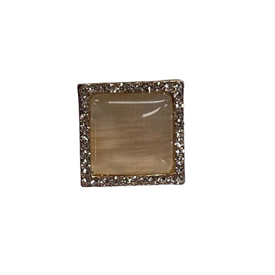 Χρυσό μεταλλικό κουμπί στρας με πέρλα 1,8 cm ()