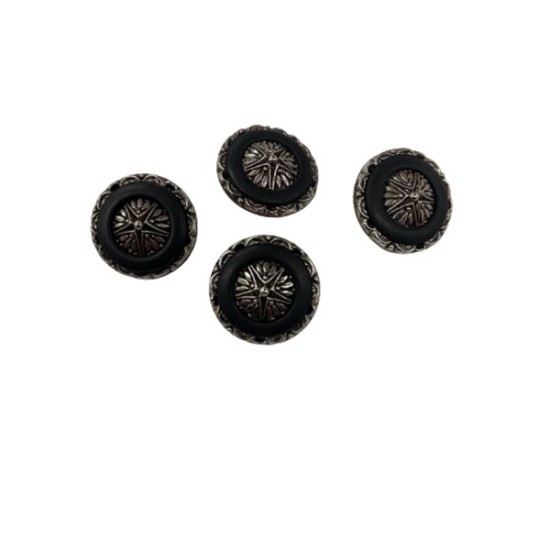 Ματ ασημί κουμπί σχέδιο αστέρι 2,5 cm ()