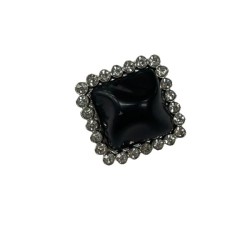 Κουμπί μαύρο με στράς  2 cm 