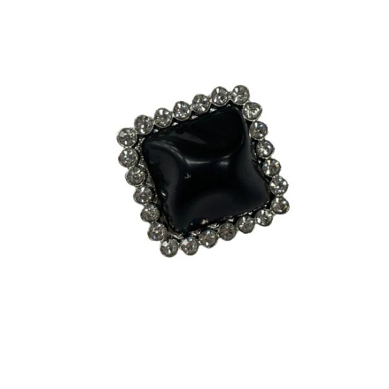 Κουμπί μαύρο με στράς  2 cm  ()