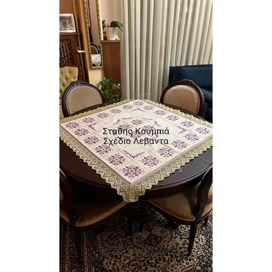 Μπεζ χρυσό μακεδονικό με χρυσό κορδόνι Φ 2 m (103371)