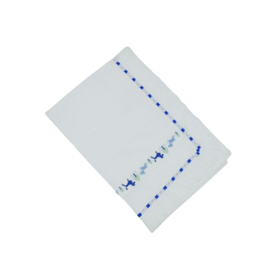 Χειροποίητη βαμβακερή βρεφική μαξιλαροθήκη από λευκό βαμβακερό χασέ ελληνικό Olympia ()